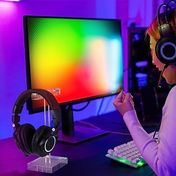 Geetery Acrylic Headphone Stand with Elegant Gold Hardware