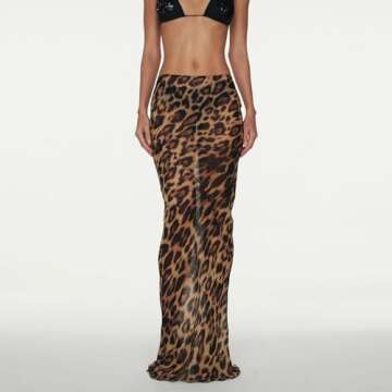 Women's Sheer Mesh Long Maxi Skirts High Waisted Summer Swimsuit Cover Up See-Through Beach Flowy Lo...