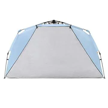 Easthills Outdoors Instant Shader Enhanced Deluxe XL Beach Tent Easy Setup 4-6 Person Popup Sun Shelter 99" Wide for Family UPF 50+ Double Silver Coating with Extended Zippered Porch Sky Blue