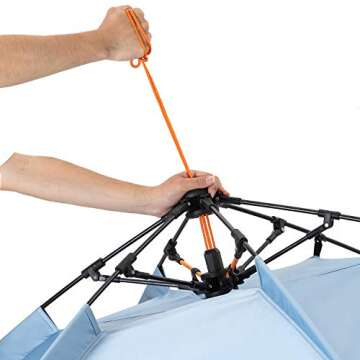 Easthills Outdoors Instant Shader Enhanced Deluxe XL Beach Tent Easy Setup 4-6 Person Popup Sun Shelter 99" Wide for Family UPF 50+ Double Silver Coating with Extended Zippered Porch Sky Blue