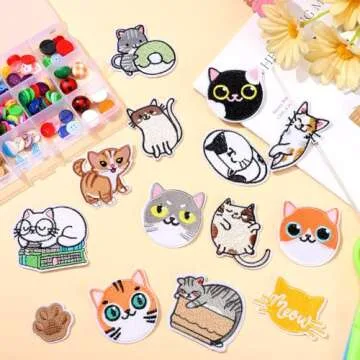 Wavyknot Cat Iron on Patches - 48 Cute Designs for Fashion