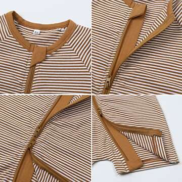 Feidoog 2PCS Baby Boys and Girls' Summer Short Sleeve One-Piece Romper Cute Cartoon Zipper Jumpsuit Outfits,BrownSet,3-6M
