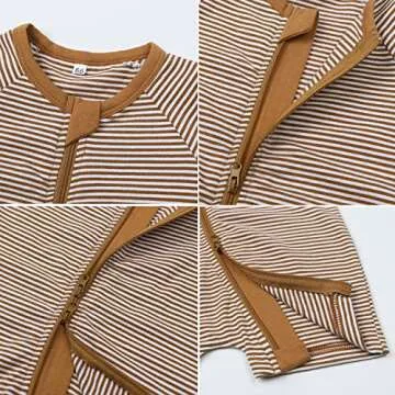 Feidoog 2PCS Baby Boys and Girls' Summer Short Sleeve One-Piece Romper Cute Cartoon Zipper Jumpsuit Outfits,BrownSet,3-6M