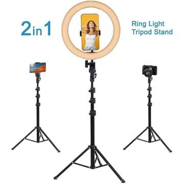 Fugetek 12" Selfie Ring Light Tripod Kit, Phone Holder, Bluetooth Remote, Aluminum Stand Extends to 51", USB Powered, Compatible with iPhone & Android, 3 Color Modes, Video, Photos, Makeup, TikTok