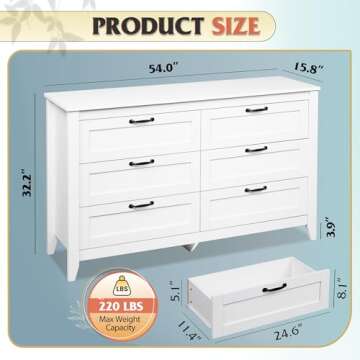 Stylish 6 Drawer Dresser with Ample Storage Space