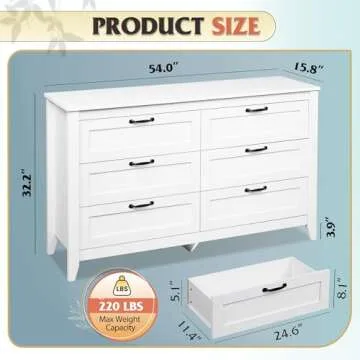 Stylish 6 Drawer Dresser with Ample Storage Space
