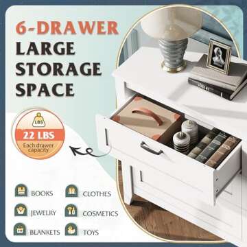 Stylish 6 Drawer Dresser with Ample Storage Space