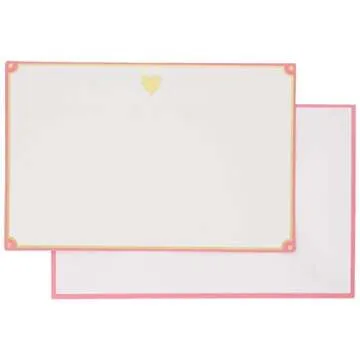 Graphique Gold Heart Flat Notes – Note Card Stationery with Adorable Soft Pink Border and Printed ...