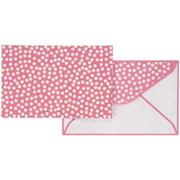 Graphique Gold Heart Flat Notes – Note Card Stationery with Adorable Soft Pink Border and Printed Gold Heart, 50 Note Cards and Matching Envelopes for Thank You Notes and Invitations, 5.625" x 3.5"