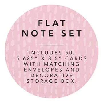Graphique Gold Heart Flat Notes – Note Card Stationery with Adorable Soft Pink Border and Printed Gold Heart, 50 Note Cards and Matching Envelopes for Thank You Notes and Invitations, 5.625" x 3.5"