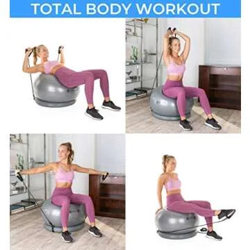 Let's Get Aktiv Exercise Ball with Resistance Bands – 1 Yoga Ball (65cm) + Stability Base, A1 Wall Poster, 2 Exercise Bands Sets (45 & 70cm), Ball Pump, Spare Plugs & Plug Remover – eBook Included!