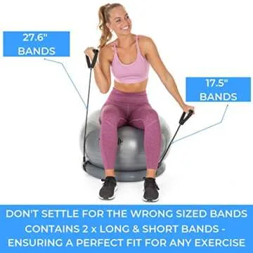 Let's Get Aktiv Exercise Ball with Resistance Bands – 1 Yoga Ball (65cm) + Stability Base, A1 Wall Poster, 2 Exercise Bands Sets (45 & 70cm), Ball Pump, Spare Plugs & Plug Remover – eBook Included!