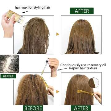 Hair Wax Stick & Rosemary Oil - Hair Growth Products Organic - Wax Stick for Flyaways - Slick Back Hair Accessories for Women