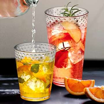 Amazing Abby - Polka Dot - 18-Ounce Plastic Tumblers (Set of 8), Plastic Drinking Glasses, All-Clear High-Balls, Reusable Plastic Cups, Stackable, BPA-Free, Shatter-Proof, Dishwasher-Safe