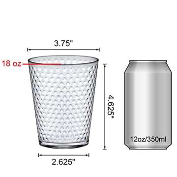 Amazing Abby - Polka Dot - 18-Ounce Plastic Tumblers (Set of 8), Plastic Drinking Glasses, All-Clear High-Balls, Reusable Plastic Cups, Stackable, BPA-Free, Shatter-Proof, Dishwasher-Safe