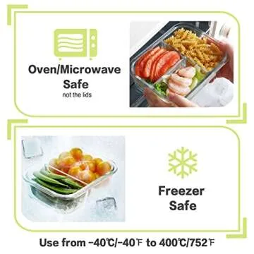 HOMBERKING 9 Pack Glass Meal Prep Containers 3 & 2 & 1 Compartment, Glass Food Storage Containers with Lids, Airtight Glass Lunch Bento Boxes, BPA-Free & Leak Proof (9 lids & 9 Containers) - White