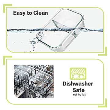 HOMBERKING 9 Pack Glass Meal Prep Containers 3 & 2 & 1 Compartment, Glass Food Storage Containers with Lids, Airtight Glass Lunch Bento Boxes, BPA-Free & Leak Proof (9 lids & 9 Containers) - White