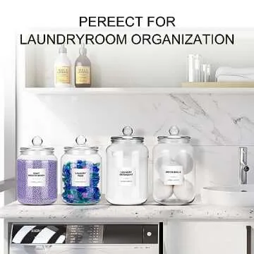 Glass Jars for Laundry Room Organization - 2 Pack, 0.8 Gallon Glass Containers with Lids, Perfect for Dryer Sheets, Laundry Pods, Scent Boosters, and more - Convenient Laundry Room Storage Solution