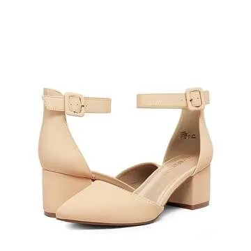 DREAM PAIRS Stylish Low Heel Pump Shoes for Comfort