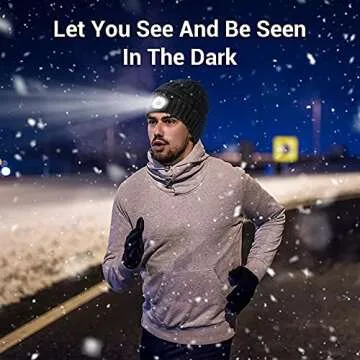 LED Beanie Hat with Lights, Gifts for Men Women Stocking Stuffers for Men Christmas Birthday Gift Idea for Dad Husband Him Adults Teens, Soft Warm Cap with Headlamp for Fishing Camping Walking