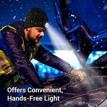 LED Beanie Hat with Lights, Gifts for Men Women Stocking Stuffers for Men Christmas Birthday Gift Idea for Dad Husband Him Adults Teens, Soft Warm Cap with Headlamp for Fishing Camping Walking