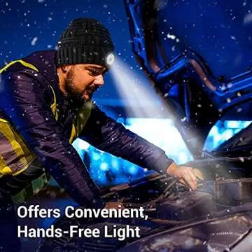 LED Beanie Hat with Lights, Gifts for Men Women Stocking Stuffers for Men Christmas Birthday Gift Idea for Dad Husband Him Adults Teens, Soft Warm Cap with Headlamp for Fishing Camping Walking