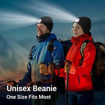 LED Beanie Hat with Lights, Gifts for Men Women Stocking Stuffers for Men Christmas Birthday Gift Idea for Dad Husband Him Adults Teens, Soft Warm Cap with Headlamp for Fishing Camping Walking