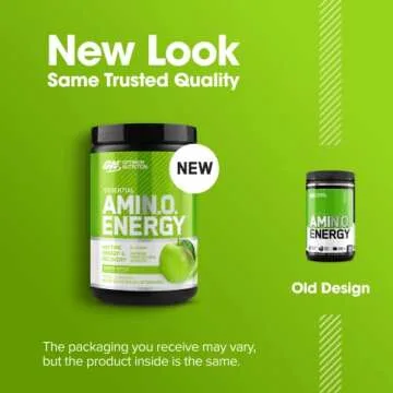 Optimum Nutrition Amino Energy - Pre Workout with Green Tea, BCAA, Amino Acids, Keto Friendly, Green Coffee Extract, Energy Powder - Green Apple, 30 Servings (Packaging May Vary)