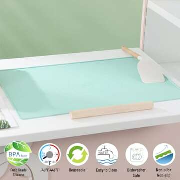 Silicone Baking Mat, 20"X28" Extra Large Non-stick Silicone Mat With High Edge, Food Grade Silicone ...