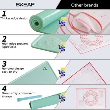 Silicone Baking Mat, 20"X28" Extra Large Non-stick Silicone Mat With High Edge, Food Grade Silicone Dough Rolling Mat For Making Cookies, Macarons, Multipurpose Mat, Countertop Mat, Placemat