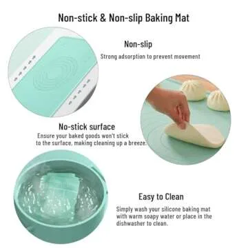 Silicone Baking Mat, 20"X28" Extra Large Non-stick Silicone Mat With High Edge, Food Grade Silicone Dough Rolling Mat For Making Cookies, Macarons, Multipurpose Mat, Countertop Mat, Placemat
