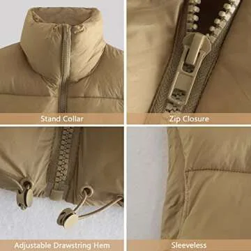 American Trends Vest for Women Pink Cropped Puffer Vests Sleeveless Womens Winter Vest Stand Collar Outwear Vest Jacket Pink Medium