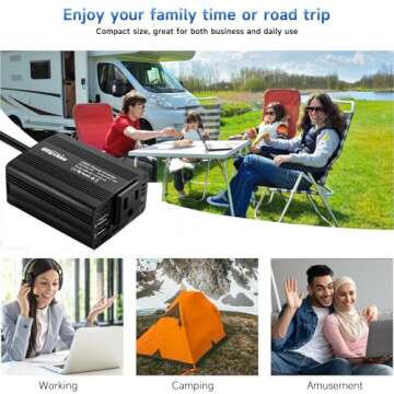 Bapdas 150W Car Power Inverter DC 12V to 110V AC Car Adapter for Plug Outlet with 3.1A Dual USB Car Charger for Laptop Computer-Black