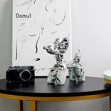 N-D Newspaper Balloon Dog Statue Decor, Figurines for Home Decor, Bookshelf TV Stand Decor, Shelf Decorations for Home, Bedroom, Living Room and Office, Memorial Gift, Size:10.23 x 3.94 x 8.27 inches