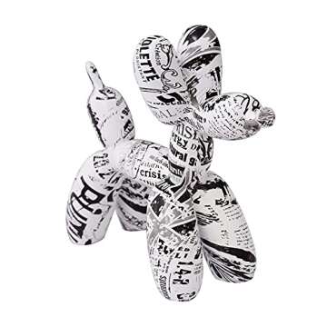 N-D Newspaper Balloon Dog Statue Decor, Figurines for Home Decor, Bookshelf TV Stand Decor, Shelf Decorations for Home, Bedroom, Living Room and Office, Memorial Gift, Size:10.23 x 3.94 x 8.27 inches