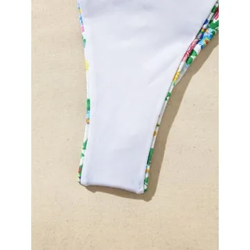 MakeMeChic Women's High Cut Strapless Bikini Set