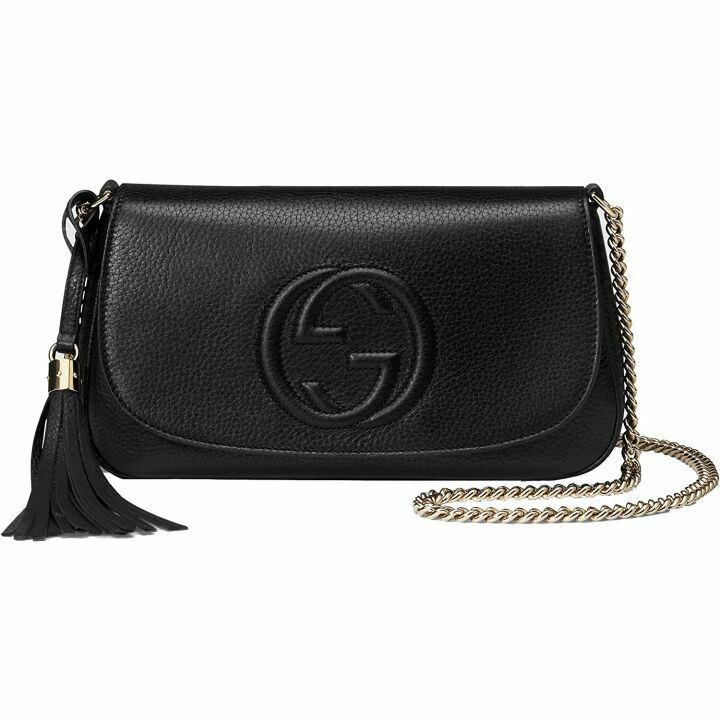 Gucci Soho Leather Flap Bag - Black & Gold Tassel