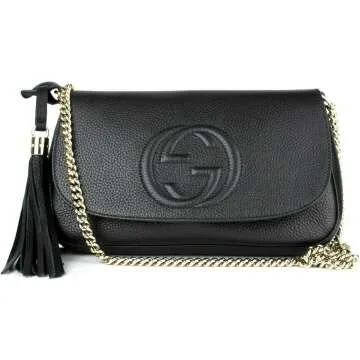 Gucci Soho Leather Flap Bag - Black & Gold Tassel
