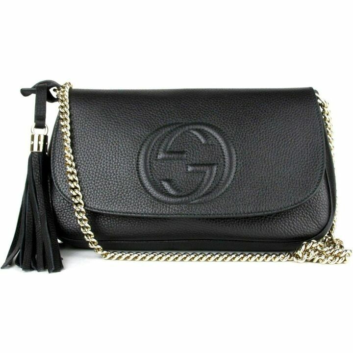 Gucci Soho Leather Flap Bag - Black & Gold Tassel