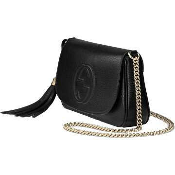 Gucci Soho Leather Flap Bag - Black & Gold Tassel