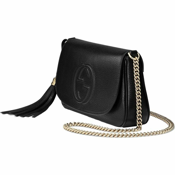 Gucci Soho Leather Flap Bag - Black & Gold Tassel
