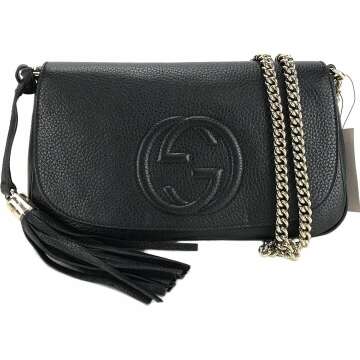 Gucci Soho Leather Flap Bag - Black & Gold Tassel