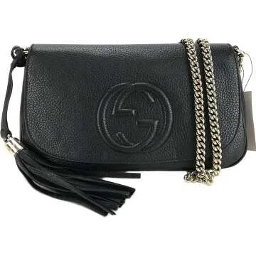 Gucci Soho Leather Flap Bag - Black & Gold Tassel