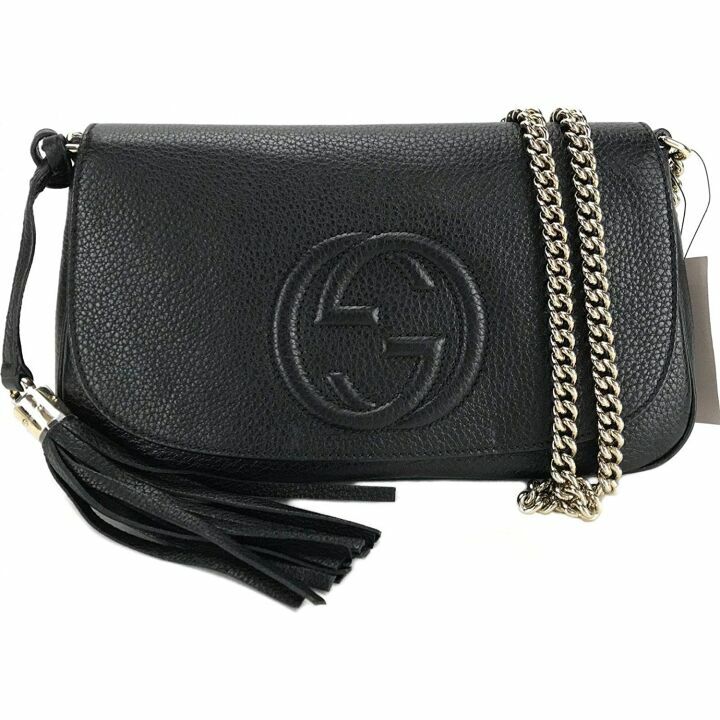 Gucci Soho Leather Flap Bag - Black & Gold Tassel