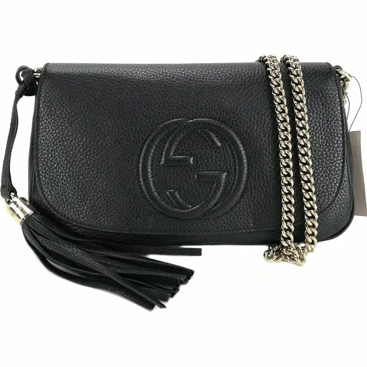 Gucci Soho Leather Flap Bag - Black & Gold Tassel
