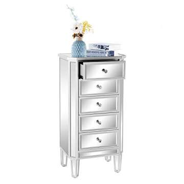 VINGLI Mirrored 5 Drawer Dresser for Any Room