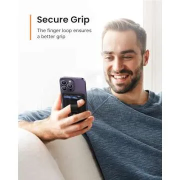 TWZKG for MagSafe Wallet, Magnetic Card Wallet Holder with Secure-Grip Finger Loop, for iPhone 15/14/13/12 Series, Not for 13/12 Mini, 5-Card Holder, Slim Vegan Leather, RFID Blocking, Black