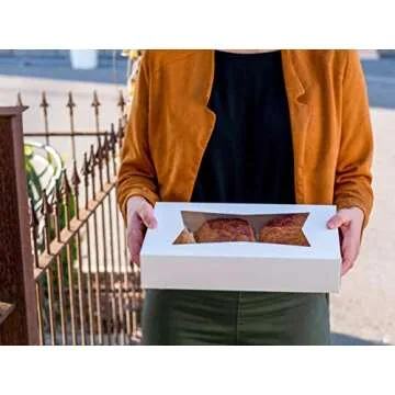 Southern Champion Tray 24003 White Paperboard Window Bakery Box, 8" Length x 5-3/4" Width x 2-1/2" Height (Case of 200)