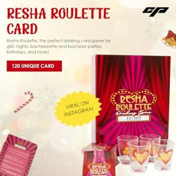 Caresha Please Resha Roulette Card, A Drinking Card Game for Parties and More, Includes 120 Cards an...