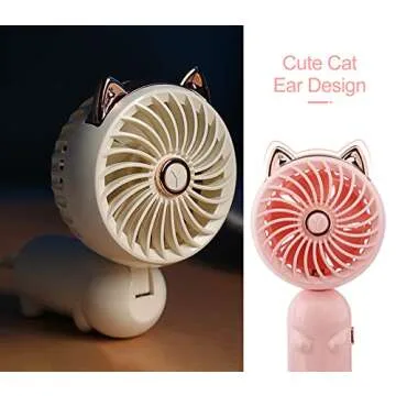 QearFun Portable Cat Ear Handheld Fan - 3 Speeds & USB Rechargeable